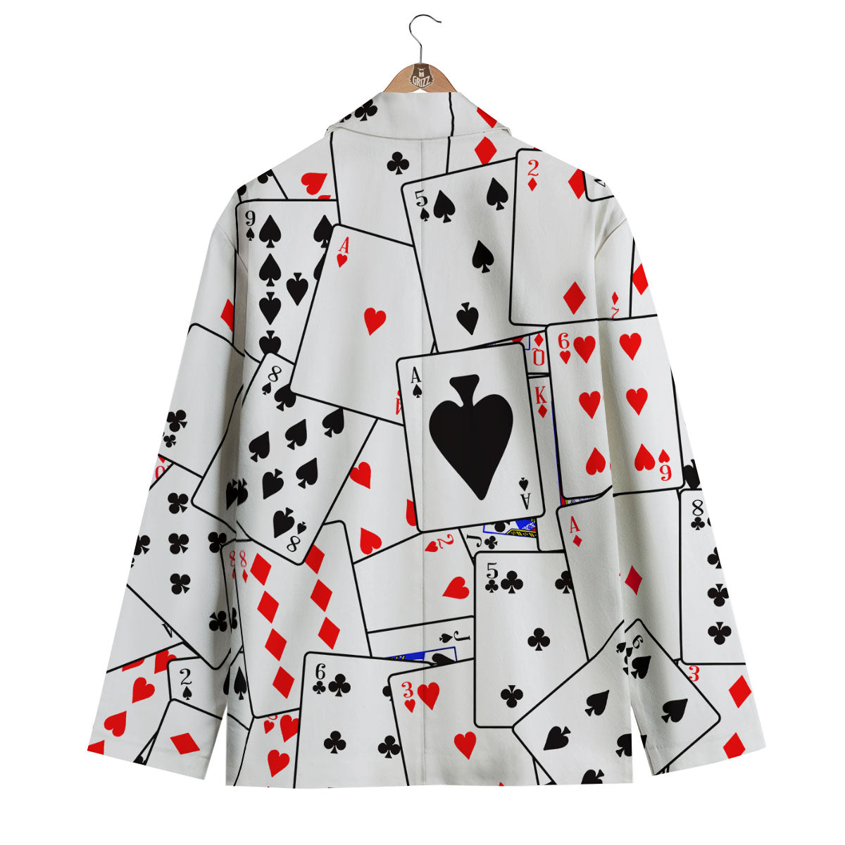 Playing Card Suits Black And Red Print Men's Blazer-grizzshop