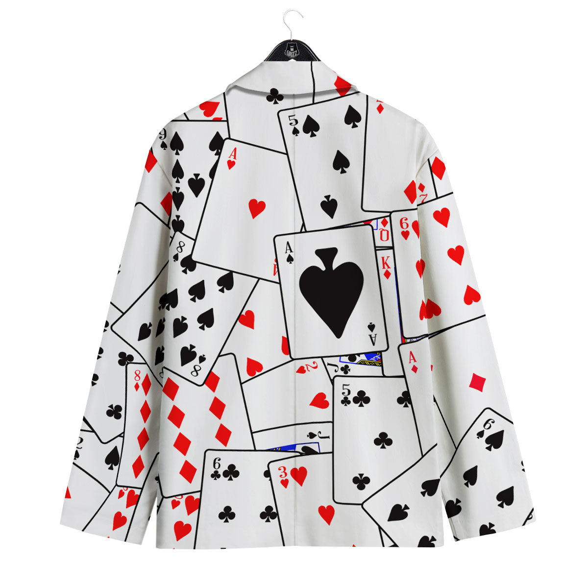 Playing Card Suits Black And Red Print Men's Sport Coat-grizzshop