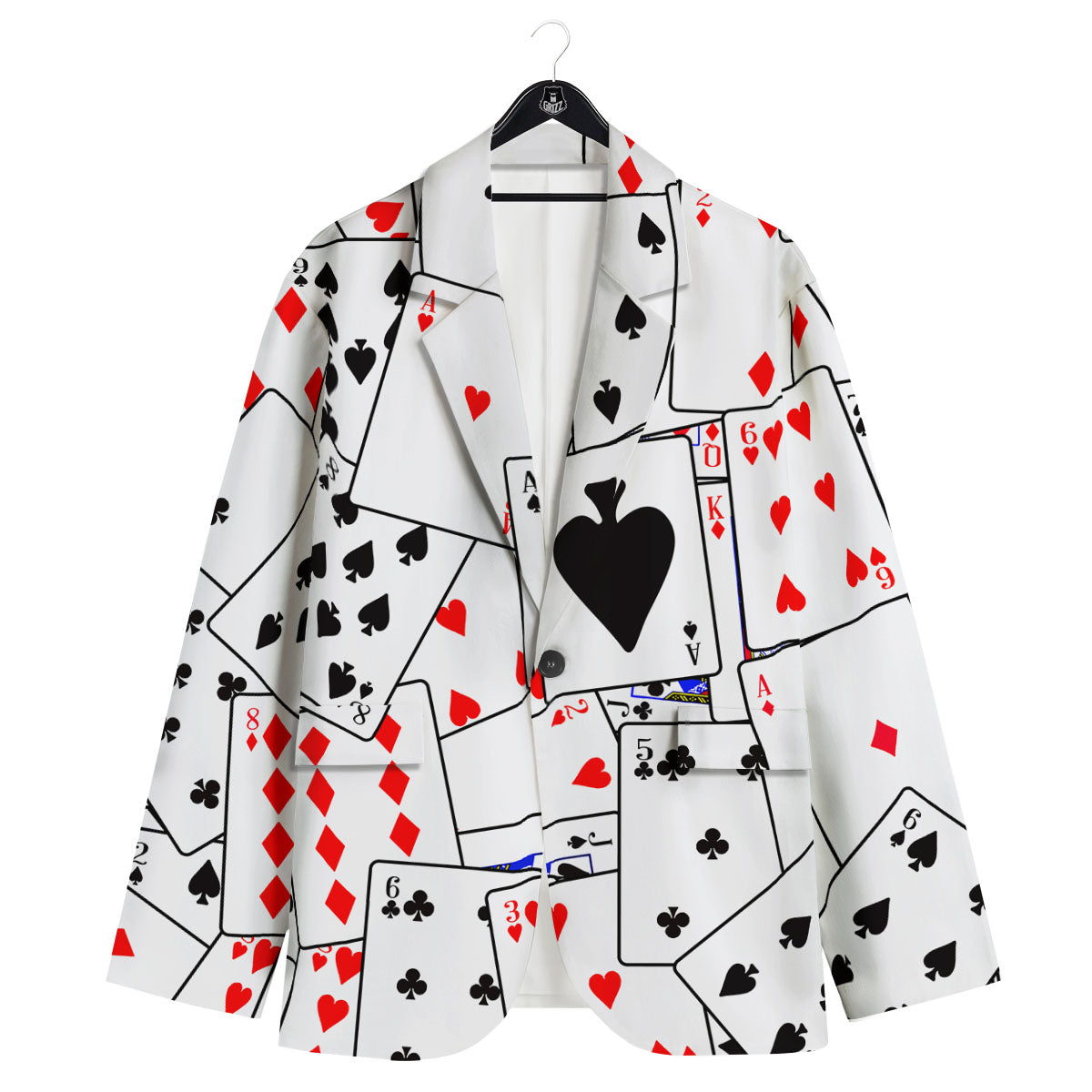 Playing Card Suits Black And Red Print Men's Sport Coat-grizzshop
