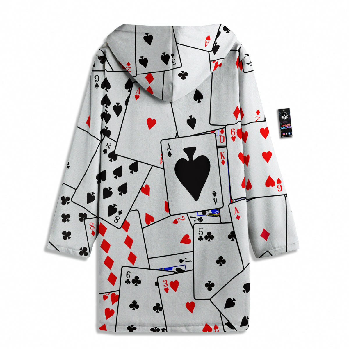 Playing Card Suits Black And Red Print Men's Windbreaker Jacket-grizzshop