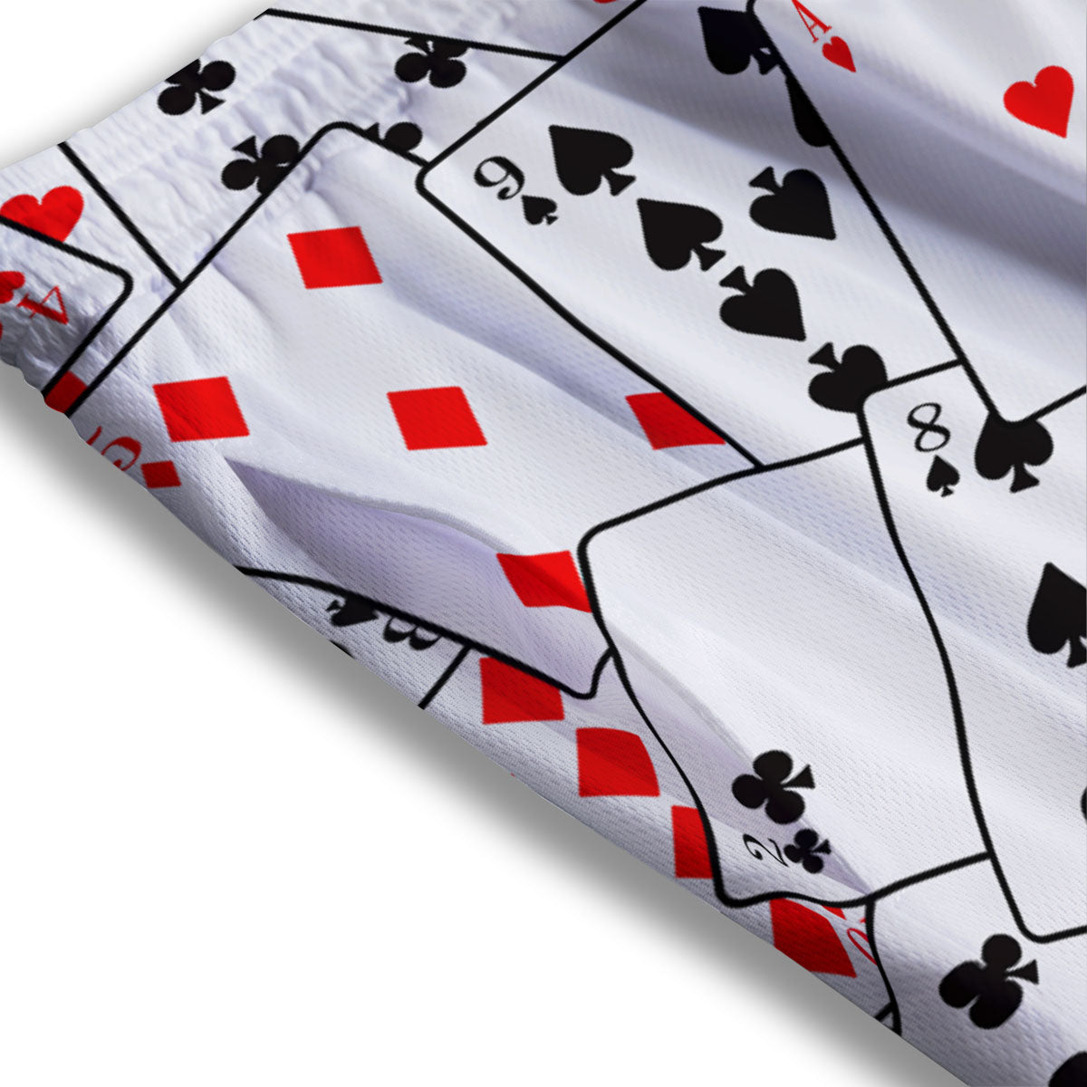 Playing Card Suits Black And Red Print Mesh Shorts