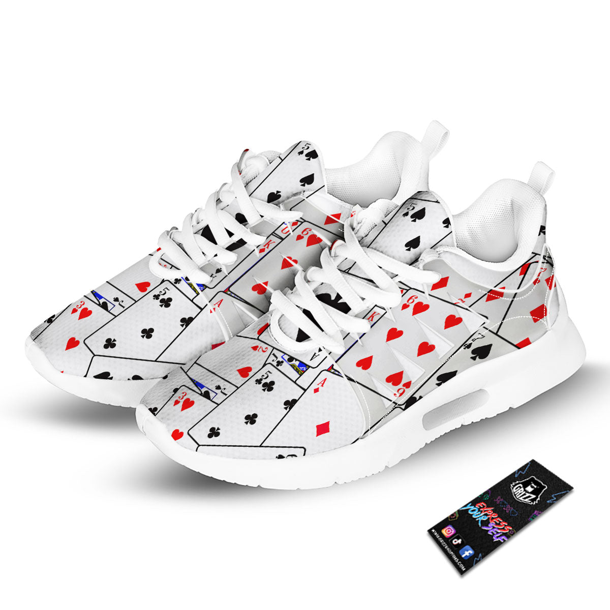 Playing Card Suits Black And Red Print Tennis Shoes-grizzshop