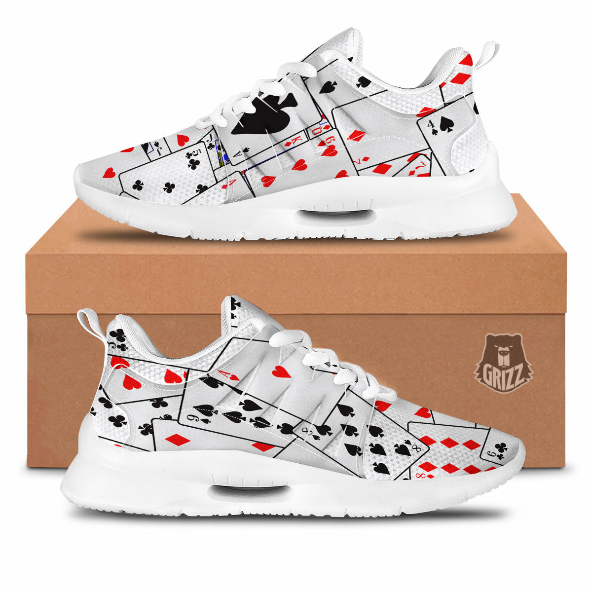Playing Card Suits Black And Red Print Tennis Shoes-grizzshop