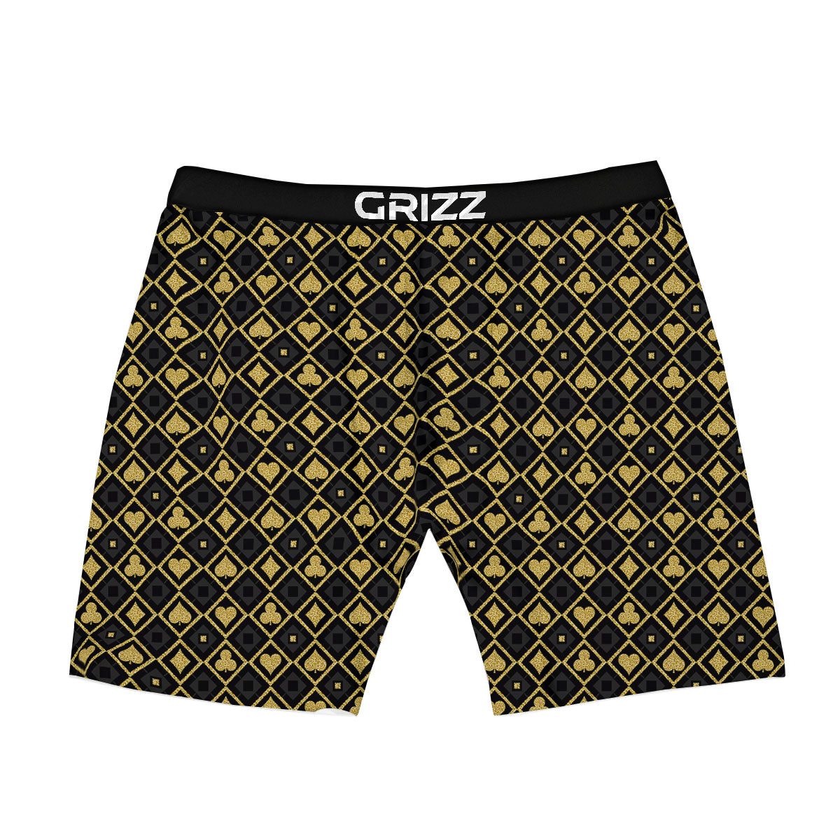Playing Card Suits Gold Print Pattern Boxer Briefs-grizzshop