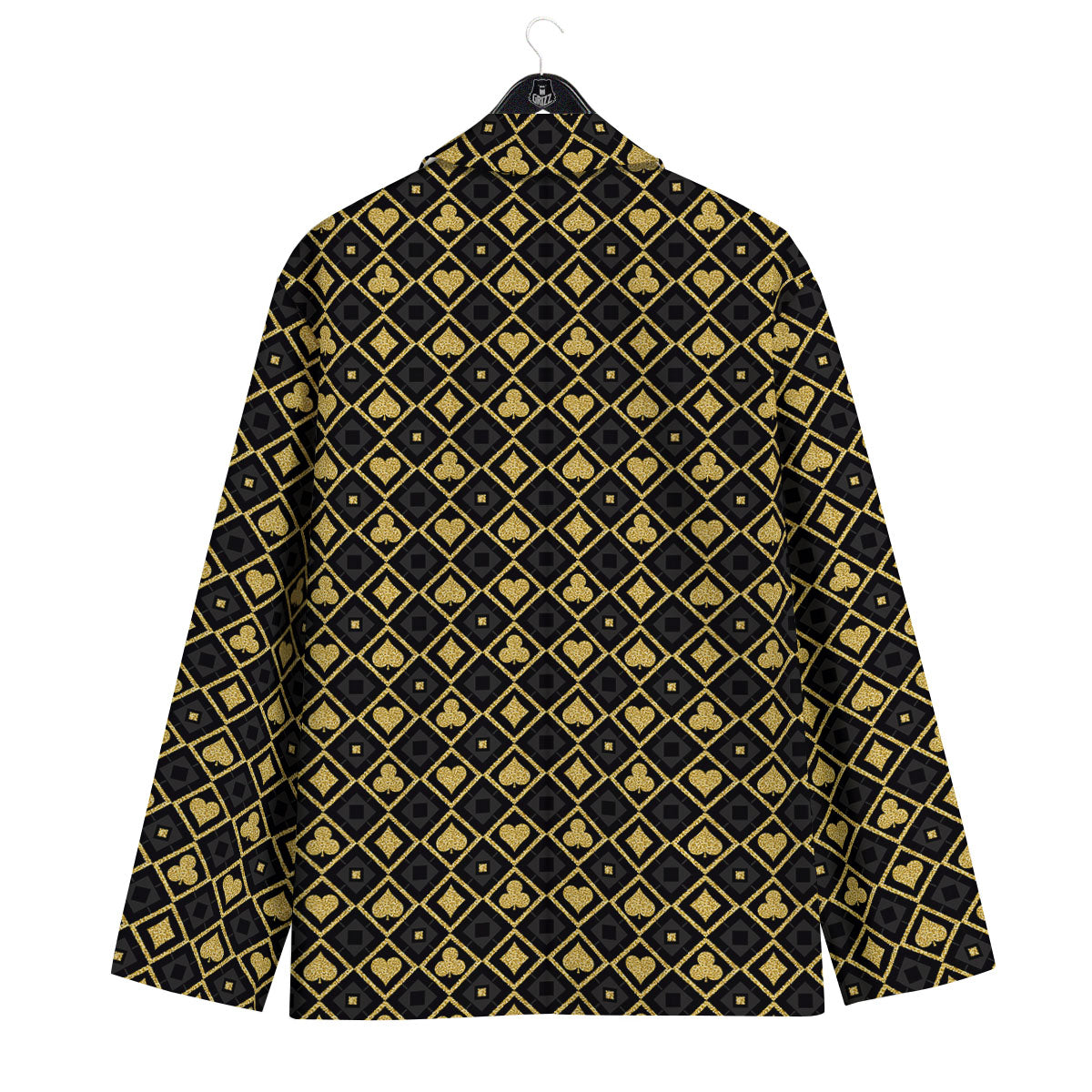 Playing Card Suits Gold Print Pattern Men's Sport Coat-grizzshop