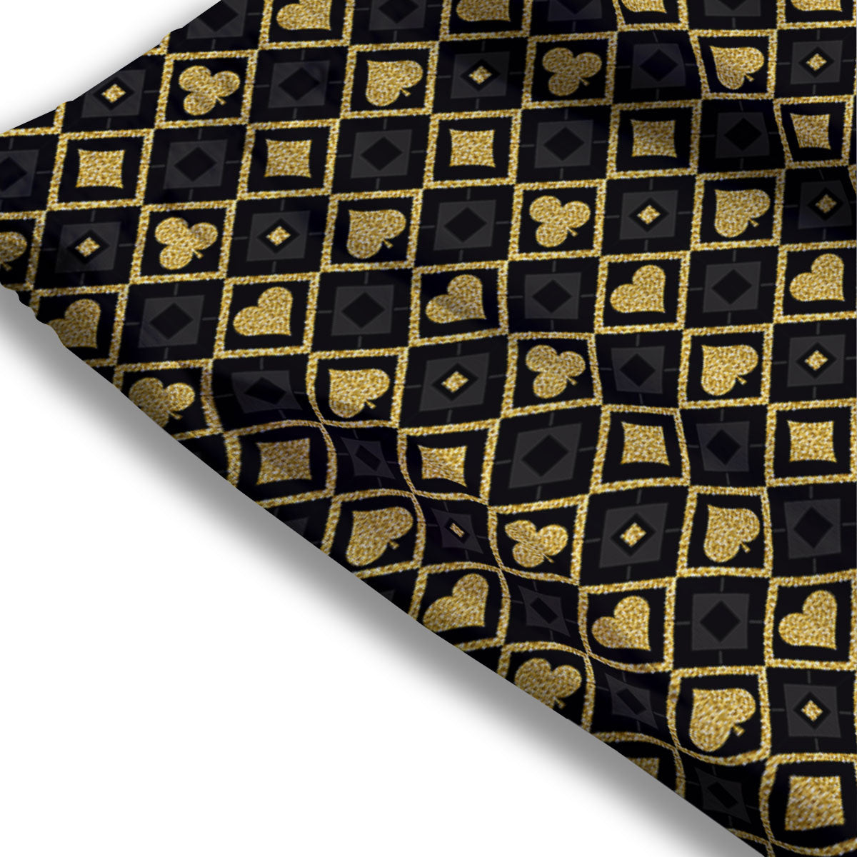 Playing Card Suits Gold Print Pattern Mesh Shorts