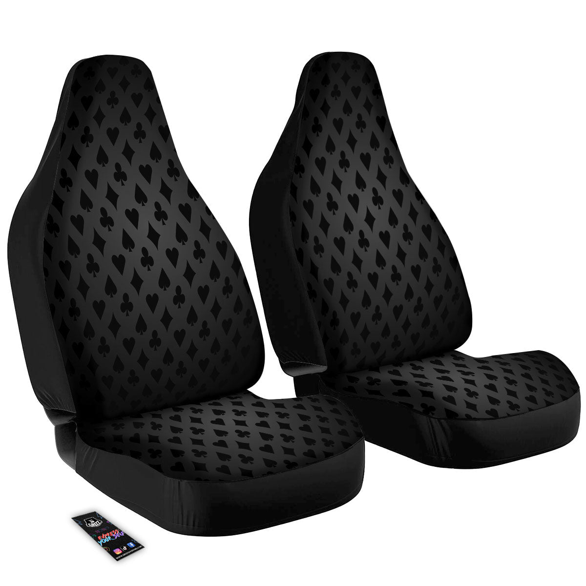 Playing Card Suits Grey And Black Print Car Seat Covers-grizzshop