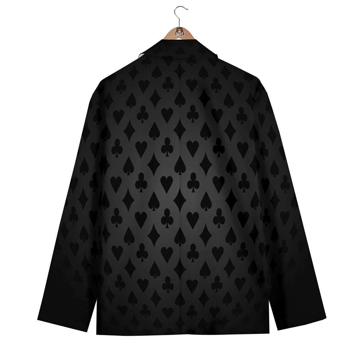 Playing Card Suits Grey And Black Print Men's Blazer-grizzshop