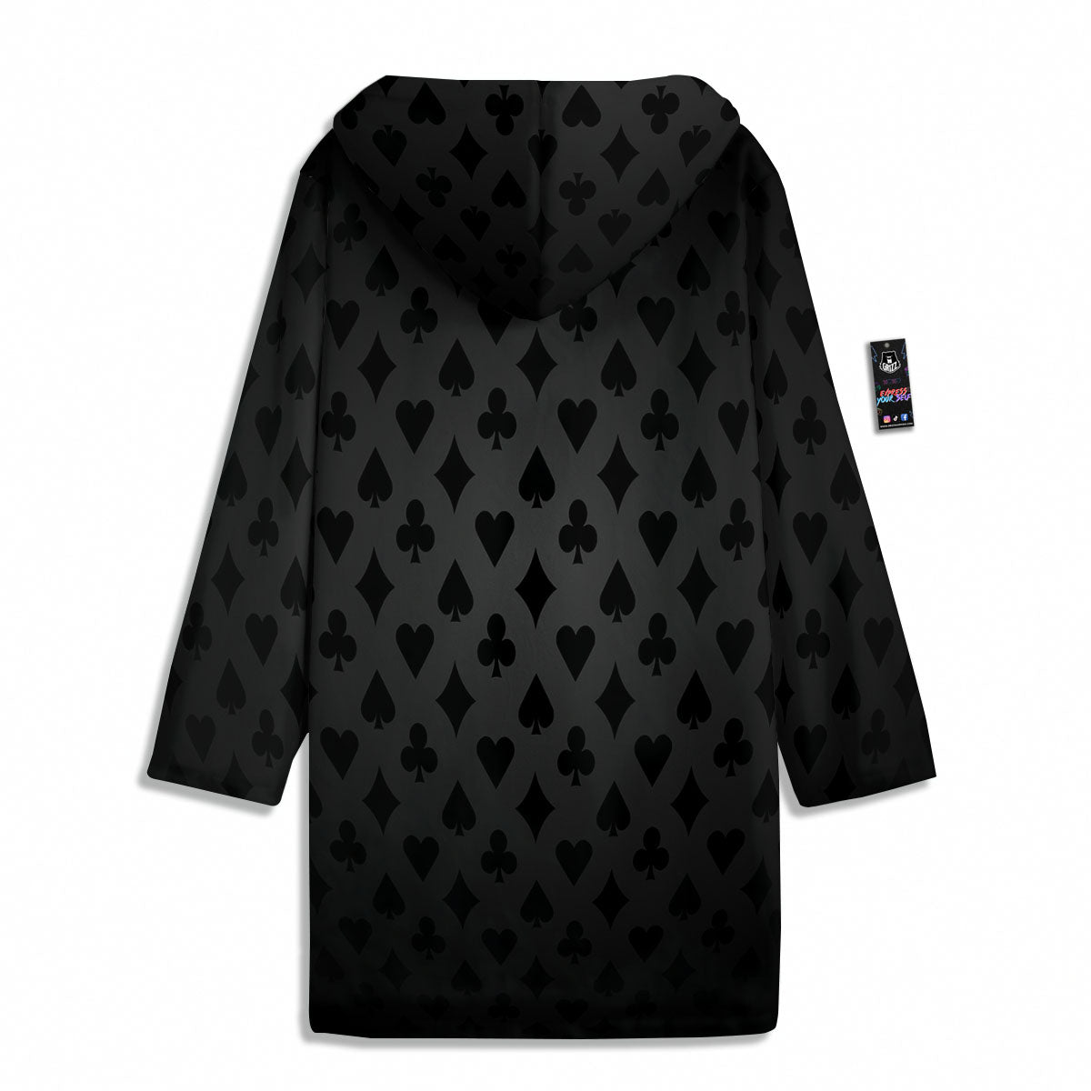 Playing Card Suits Grey And Black Print Men's Windbreaker Jacket-grizzshop