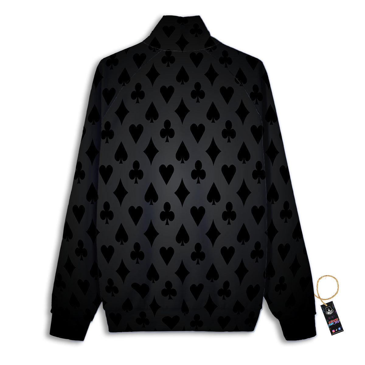 Playing Card Suits Grey And Black Print Track Jacket-grizzshop