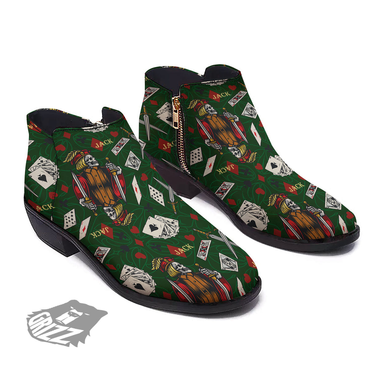 Playing Card Suits Poker Print Pattern Ankle Boots-grizzshop