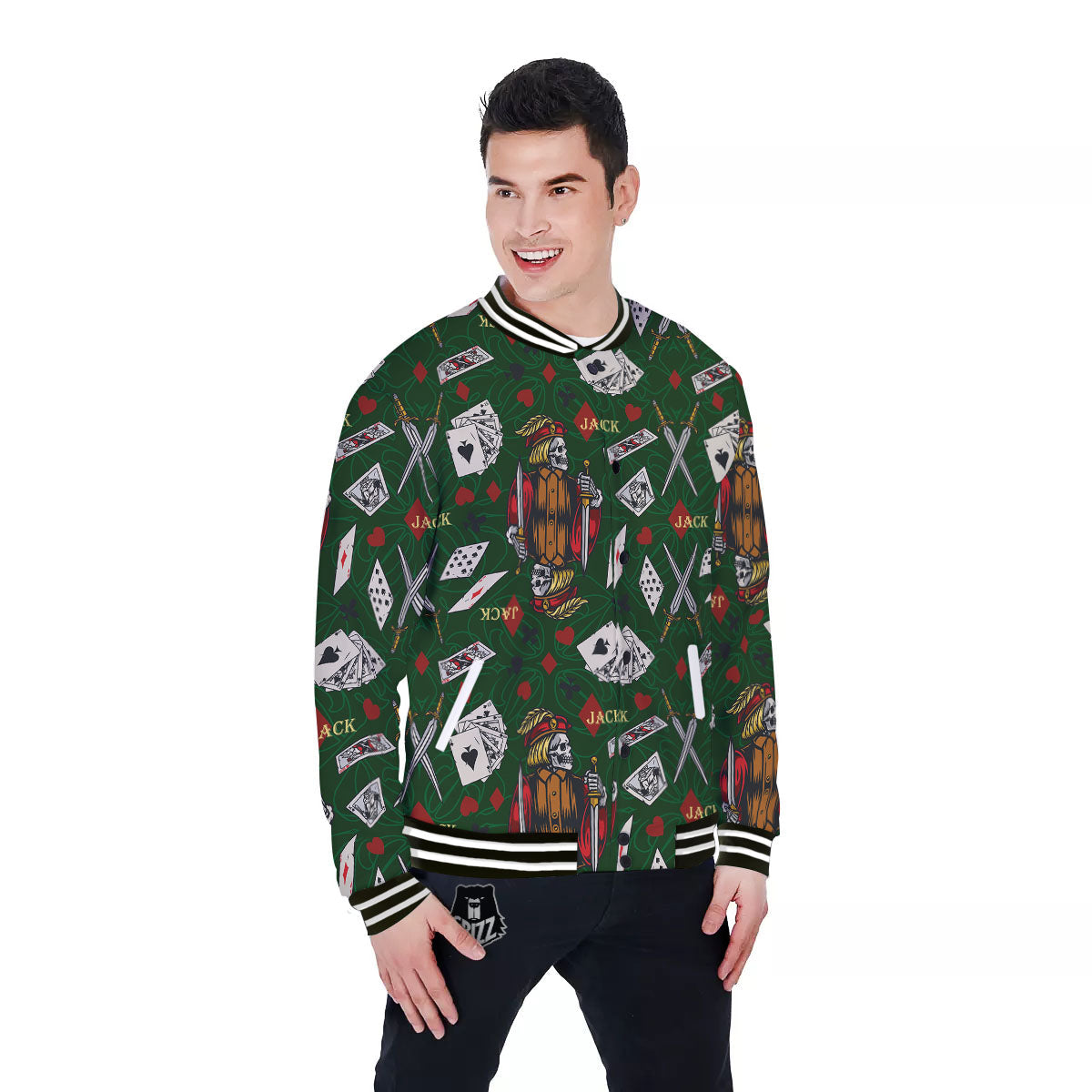Playing Card Suits Poker Print Pattern Baseball Jacket-grizzshop