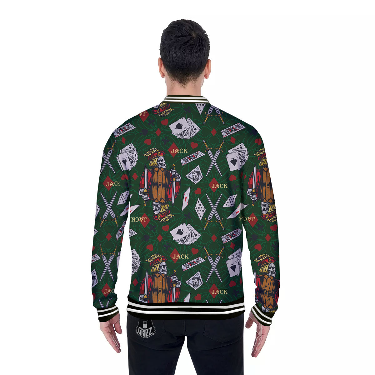 Playing Card Suits Poker Print Pattern Baseball Jacket-grizzshop