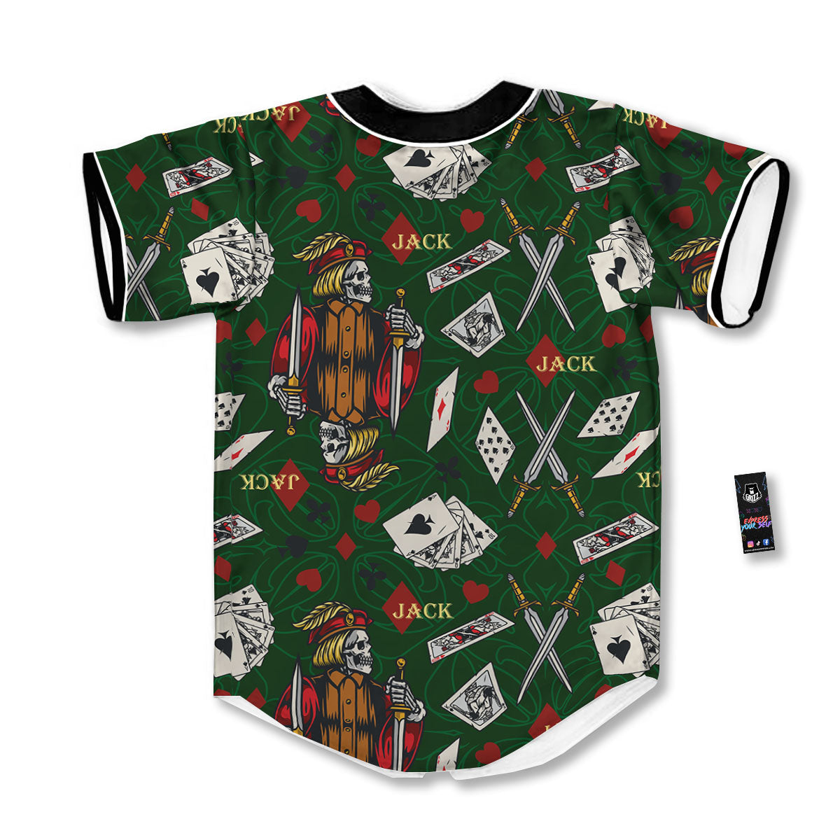 Playing Card Suits Poker Print Pattern Baseball Jersey-grizzshop