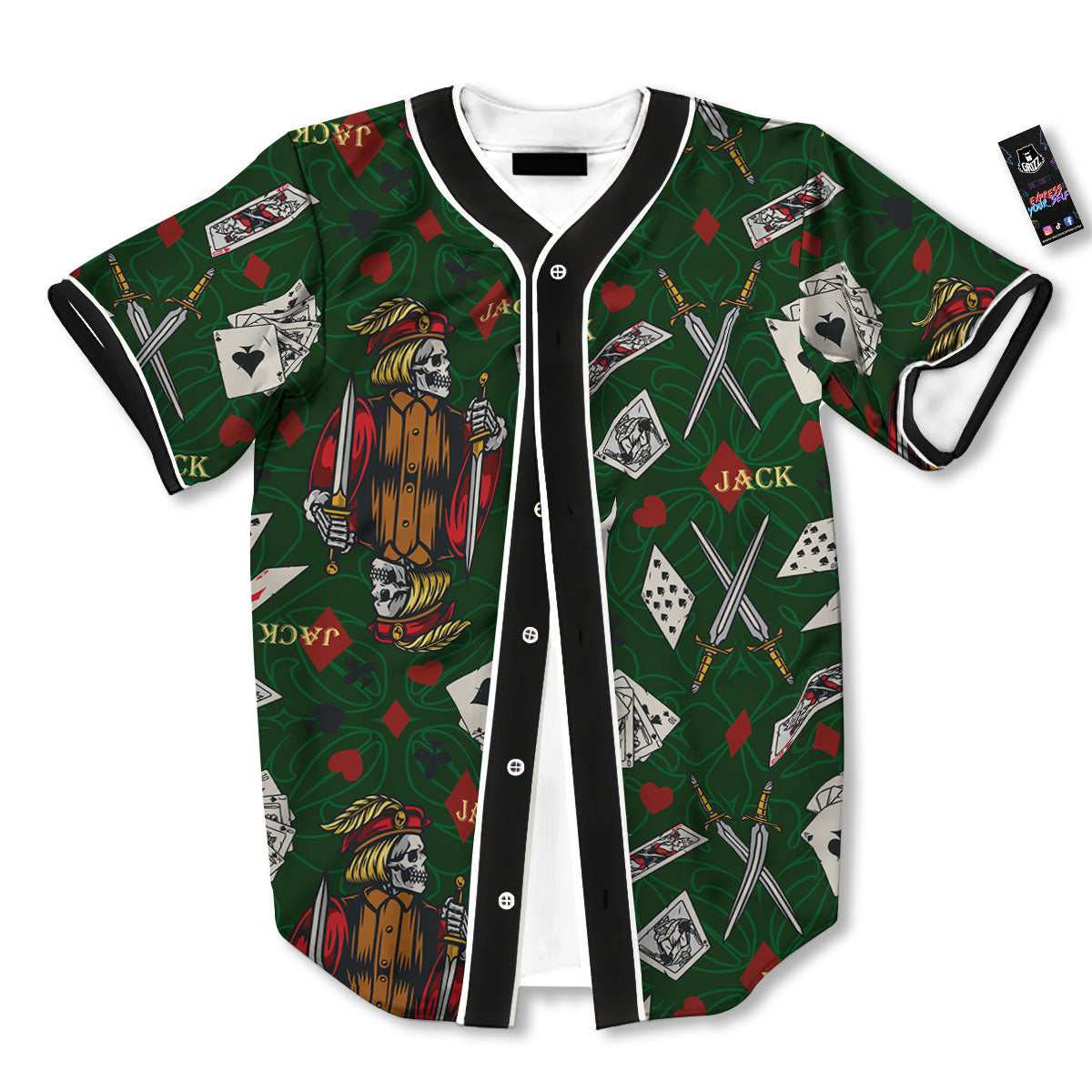 Playing Card Suits Poker Print Pattern Baseball Jersey-grizzshop