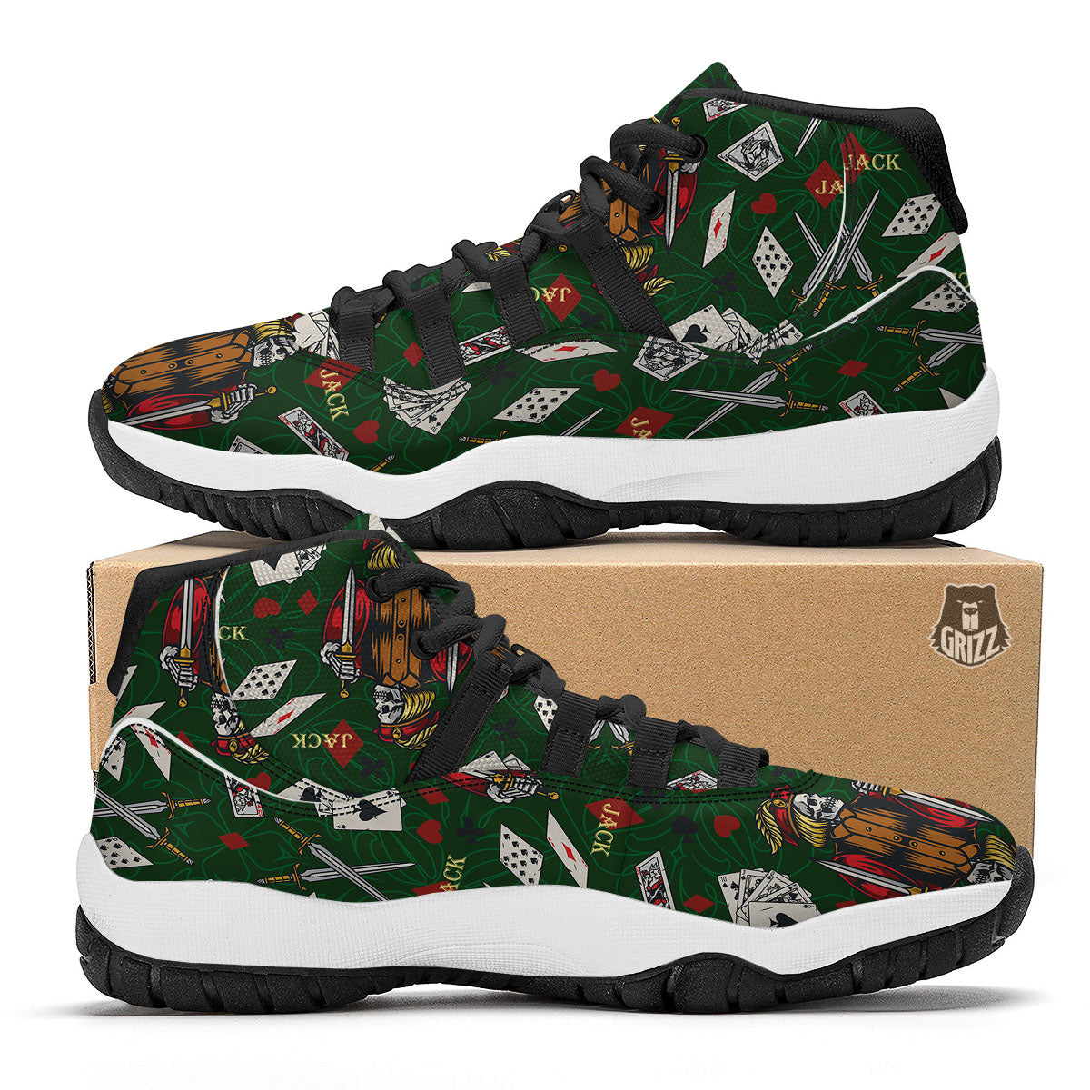 Playing Card Suits Poker Print Pattern Black Bball Shoes-grizzshop