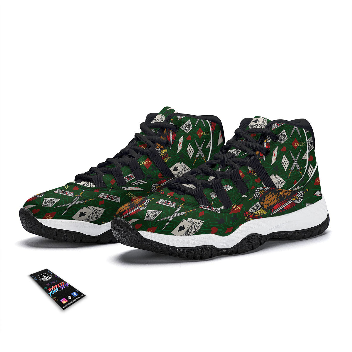 Playing Card Suits Poker Print Pattern Black Bball Shoes-grizzshop