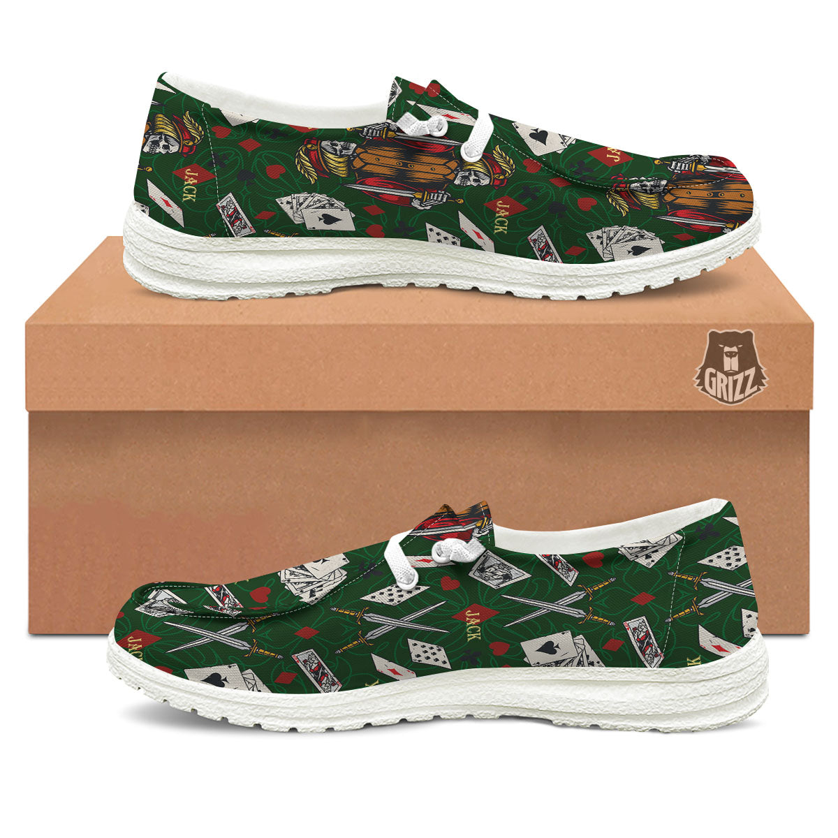 Playing Card Suits Poker Print Pattern Black Loafers-grizzshop