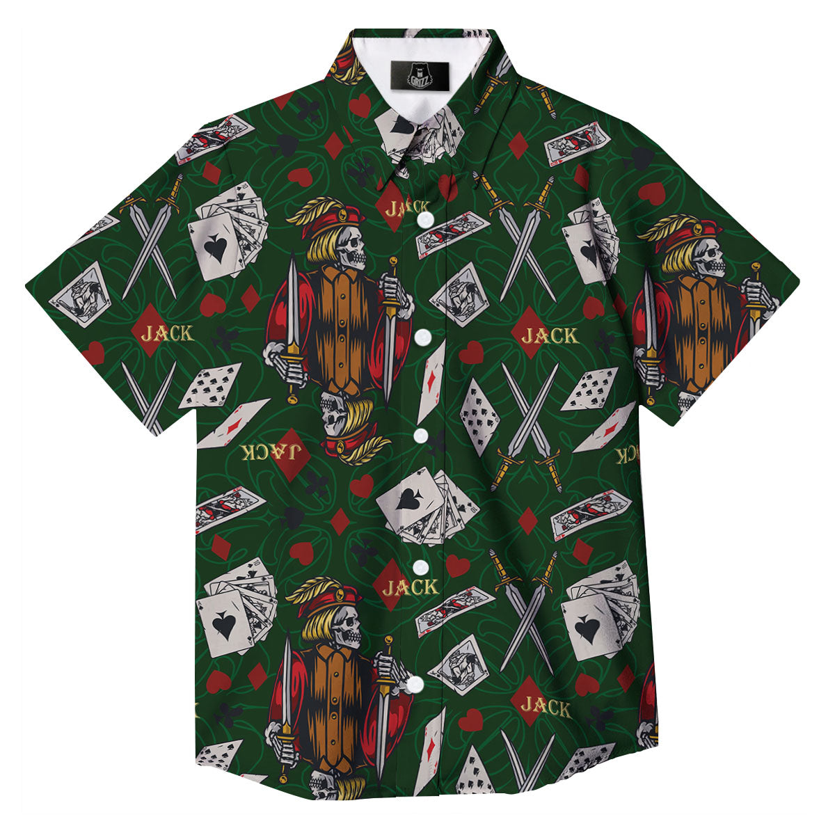 Playing Card Suits Poker Print Pattern Button Up Shirt-grizzshop