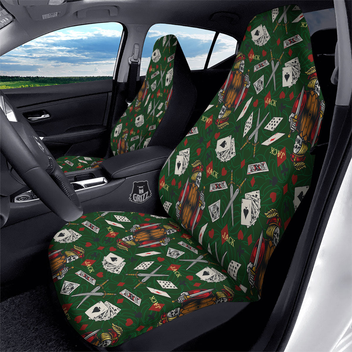 Playing Card Suits Poker Print Pattern Car Seat Covers-grizzshop