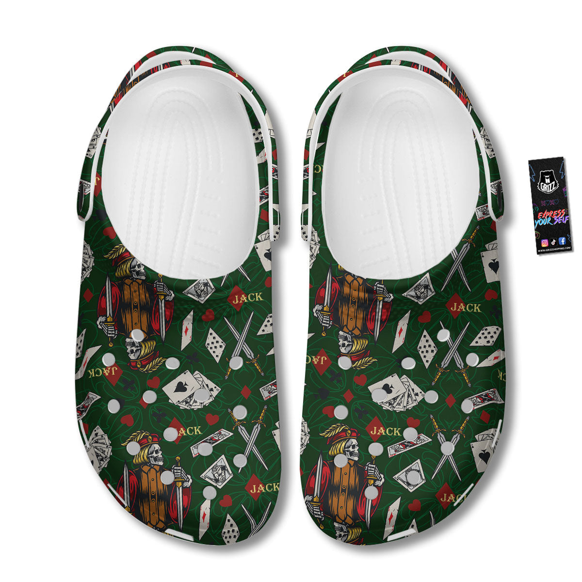 Playing Card Suits Poker Print Pattern Clog-grizzshop