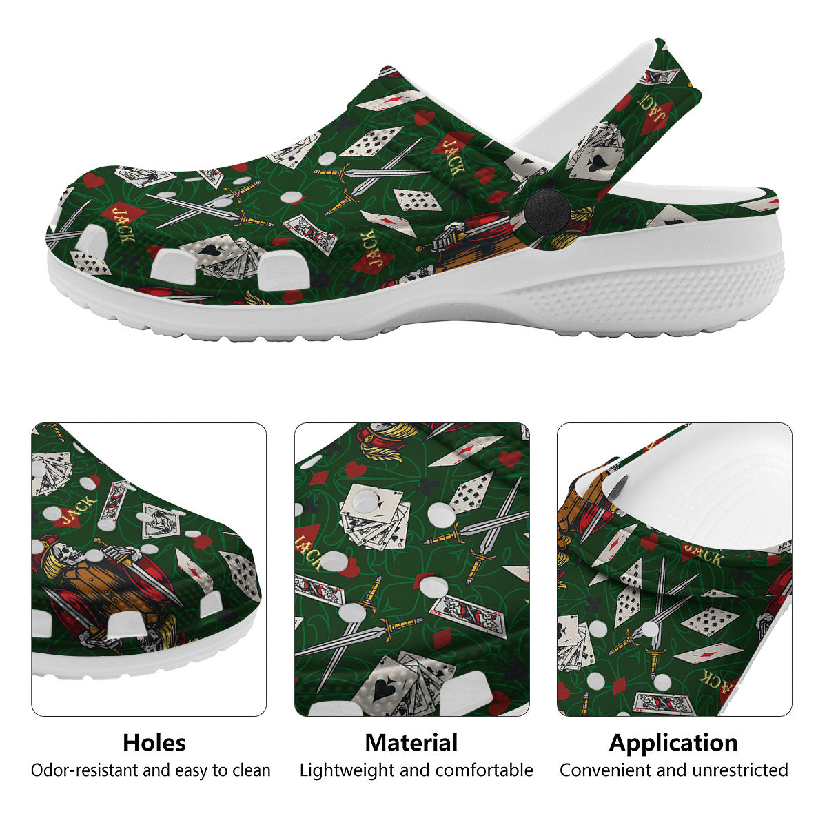 Playing Card Suits Poker Print Pattern Clog-grizzshop