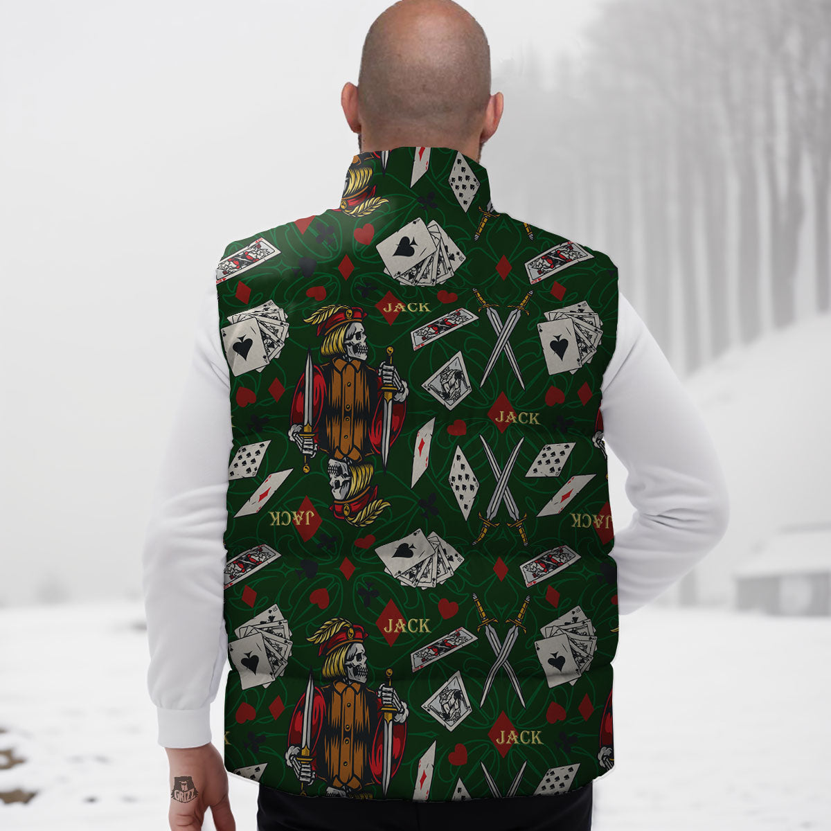 Playing Card Suits Poker Print Pattern Down Vest