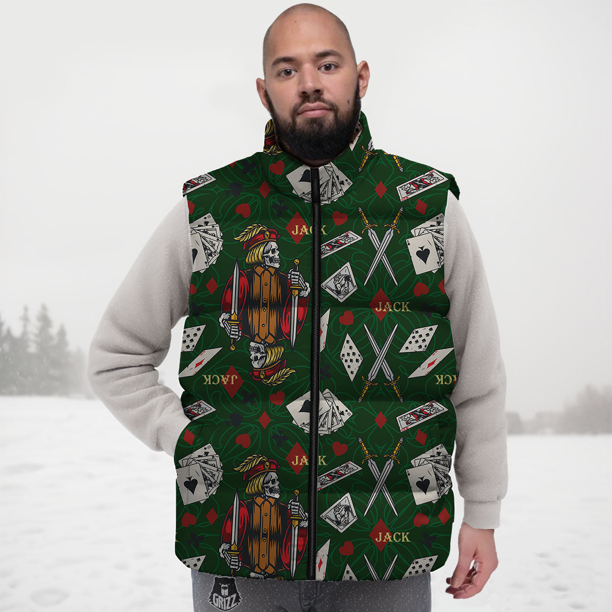 Playing Card Suits Poker Print Pattern Down Vest