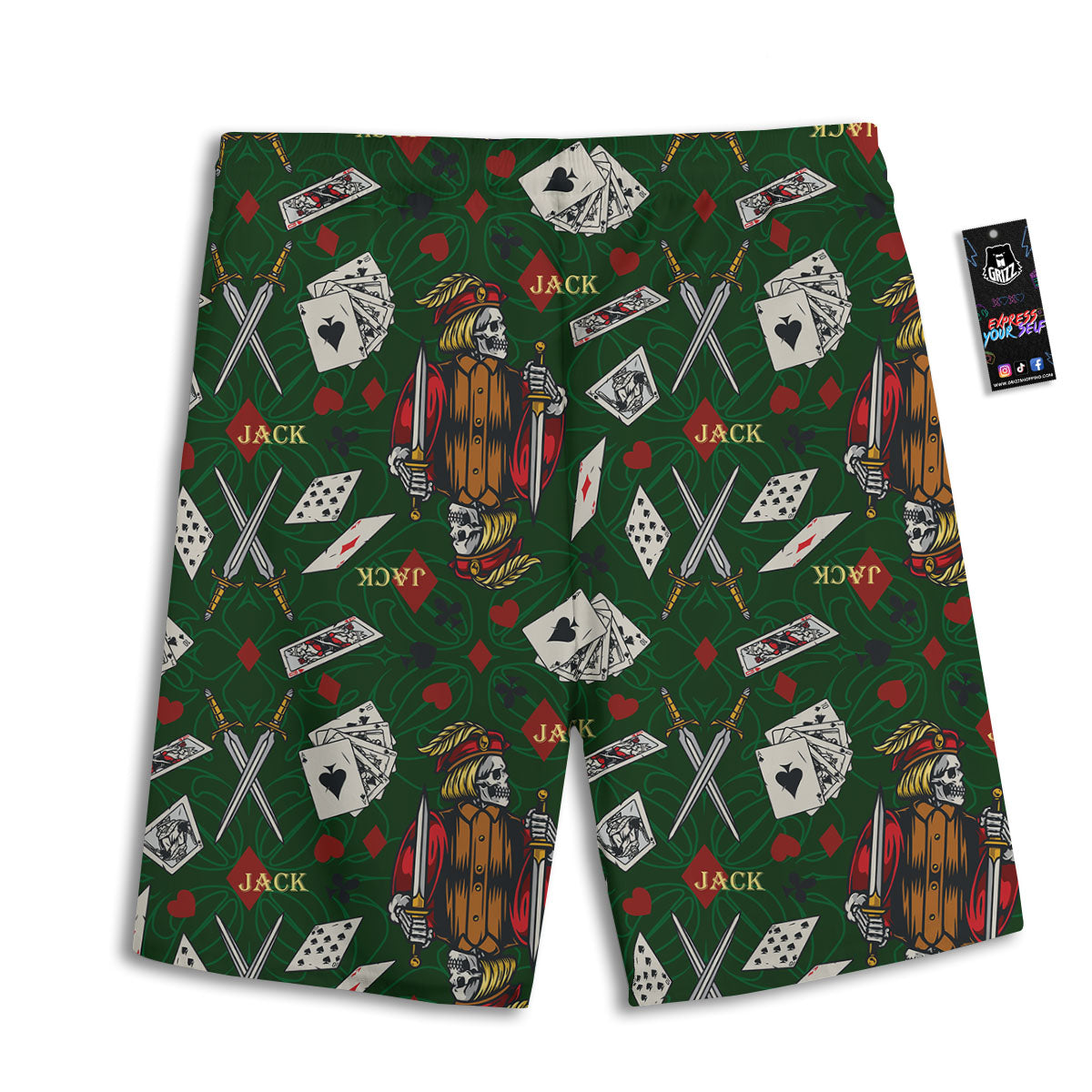 Playing Card Suits Poker Print Pattern Men's Athletic Shorts