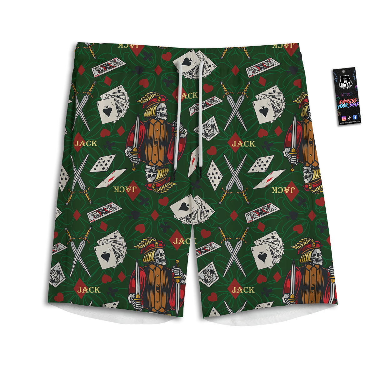 Playing Card Suits Poker Print Pattern Men's Athletic Shorts