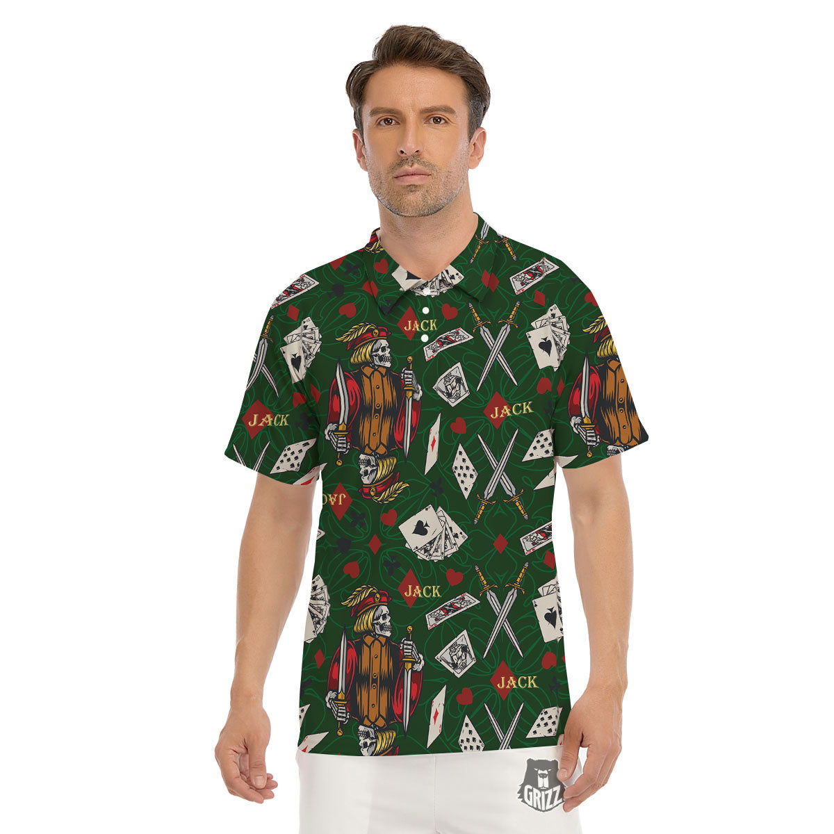 Playing Card Suits Poker Print Pattern Men's Golf Shirts-grizzshop