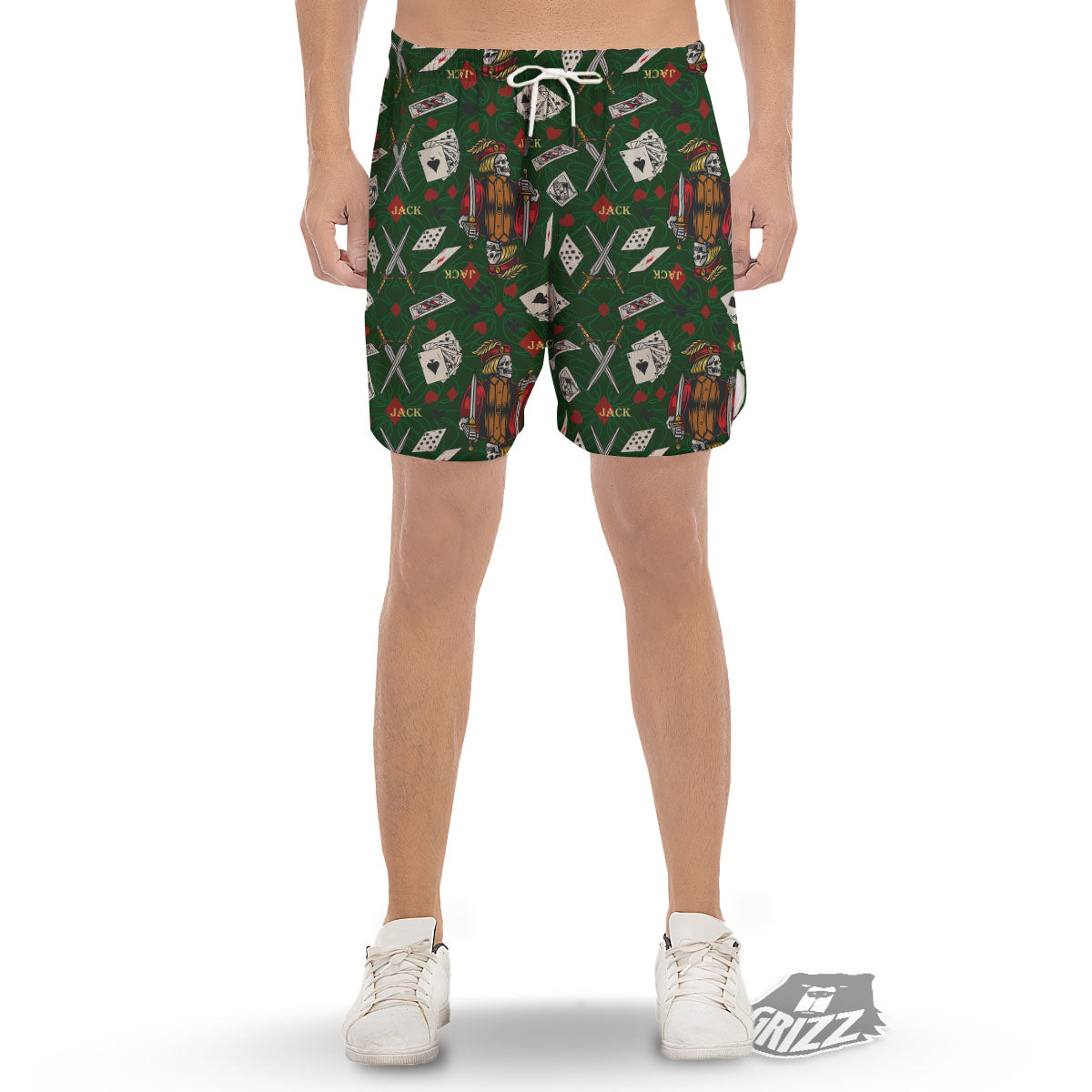 Playing Card Suits Poker Print Pattern Men's Gym Shorts-grizzshop