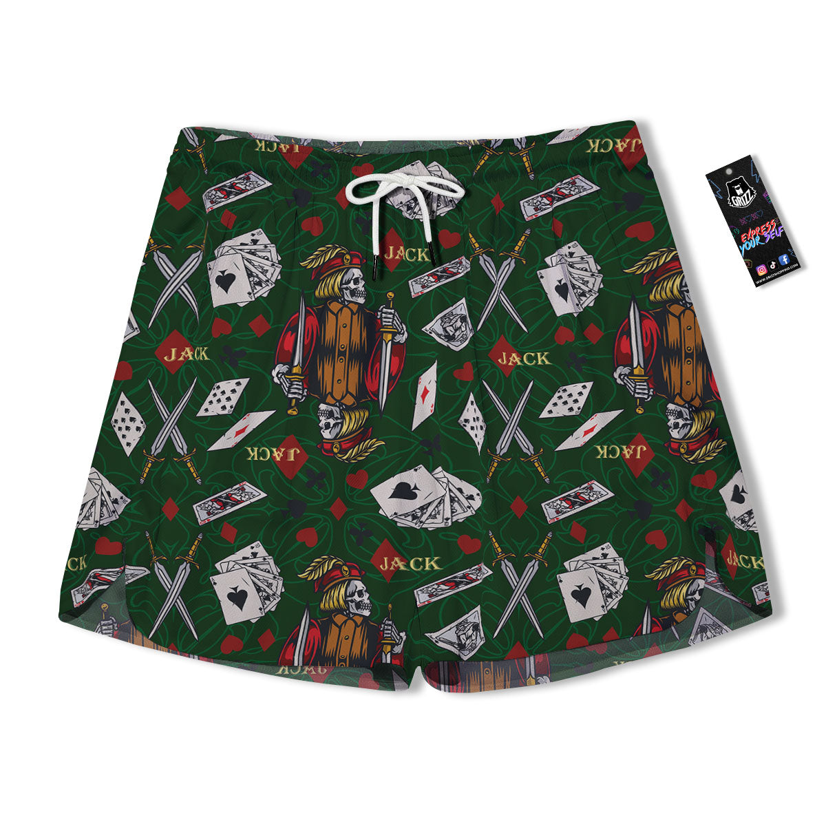 Playing Card Suits Poker Print Pattern Men's Running Shorts-grizzshop