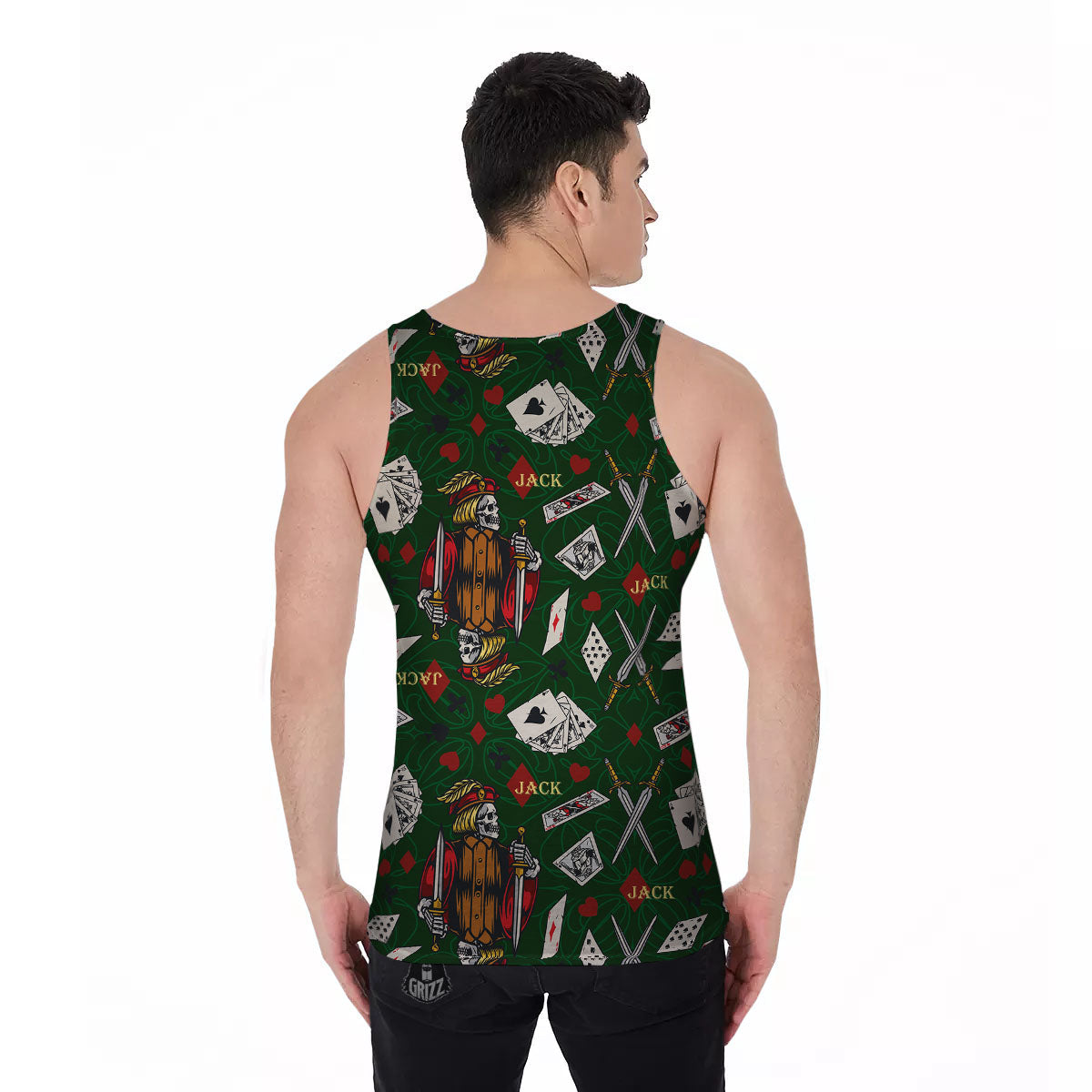 Playing Card Suits Poker Print Pattern Men's Tank Top-grizzshop