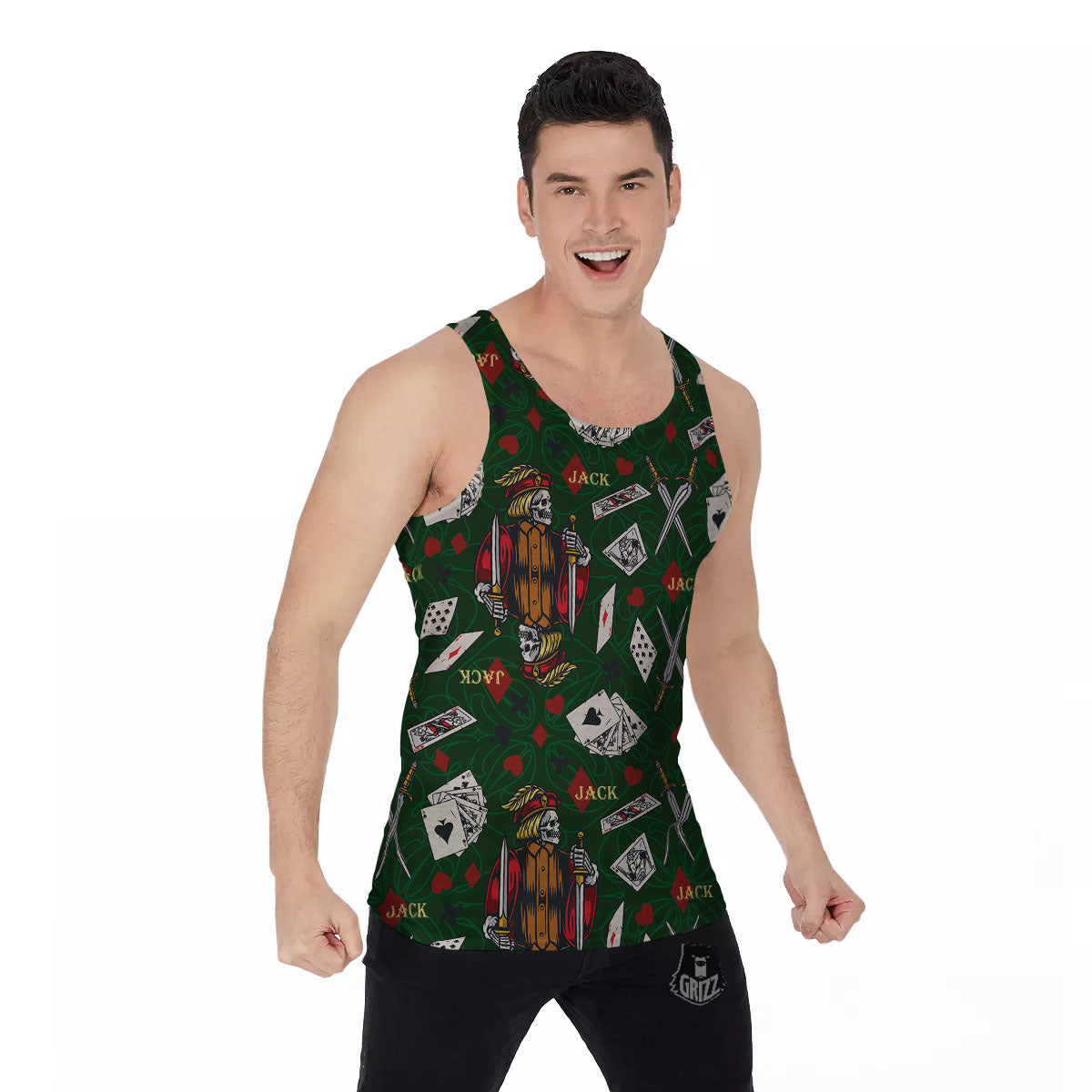 Playing Card Suits Poker Print Pattern Men's Tank Top-grizzshop