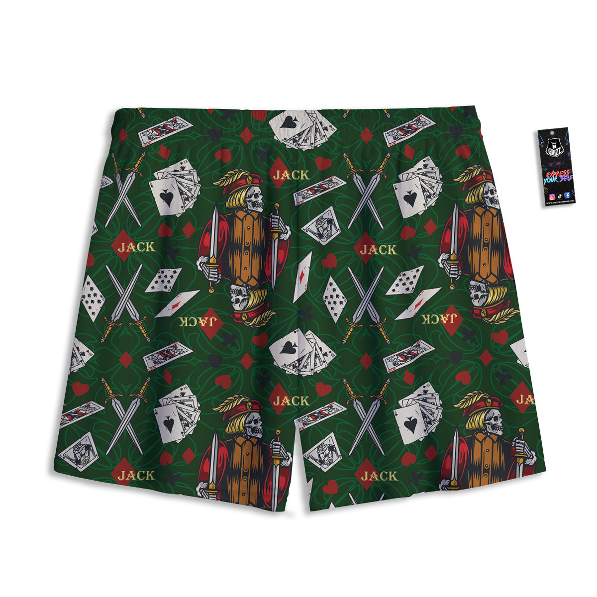 Playing Card Suits Poker Print Pattern Mesh Shorts