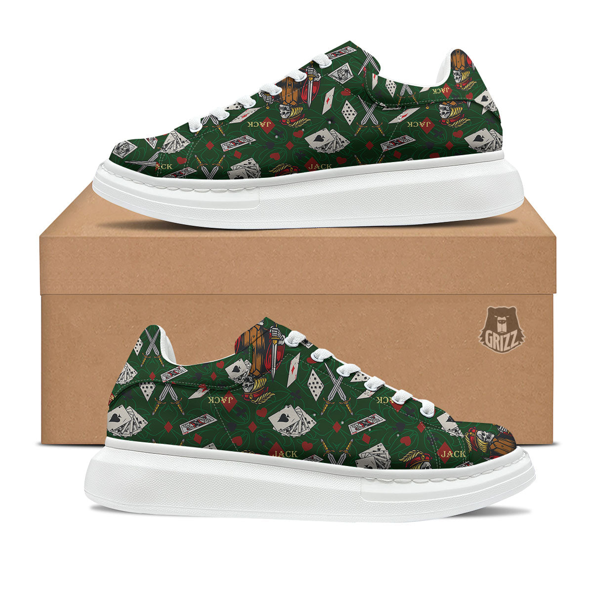 Playing Card Suits Poker Print Pattern Platform Shoes-grizzshop