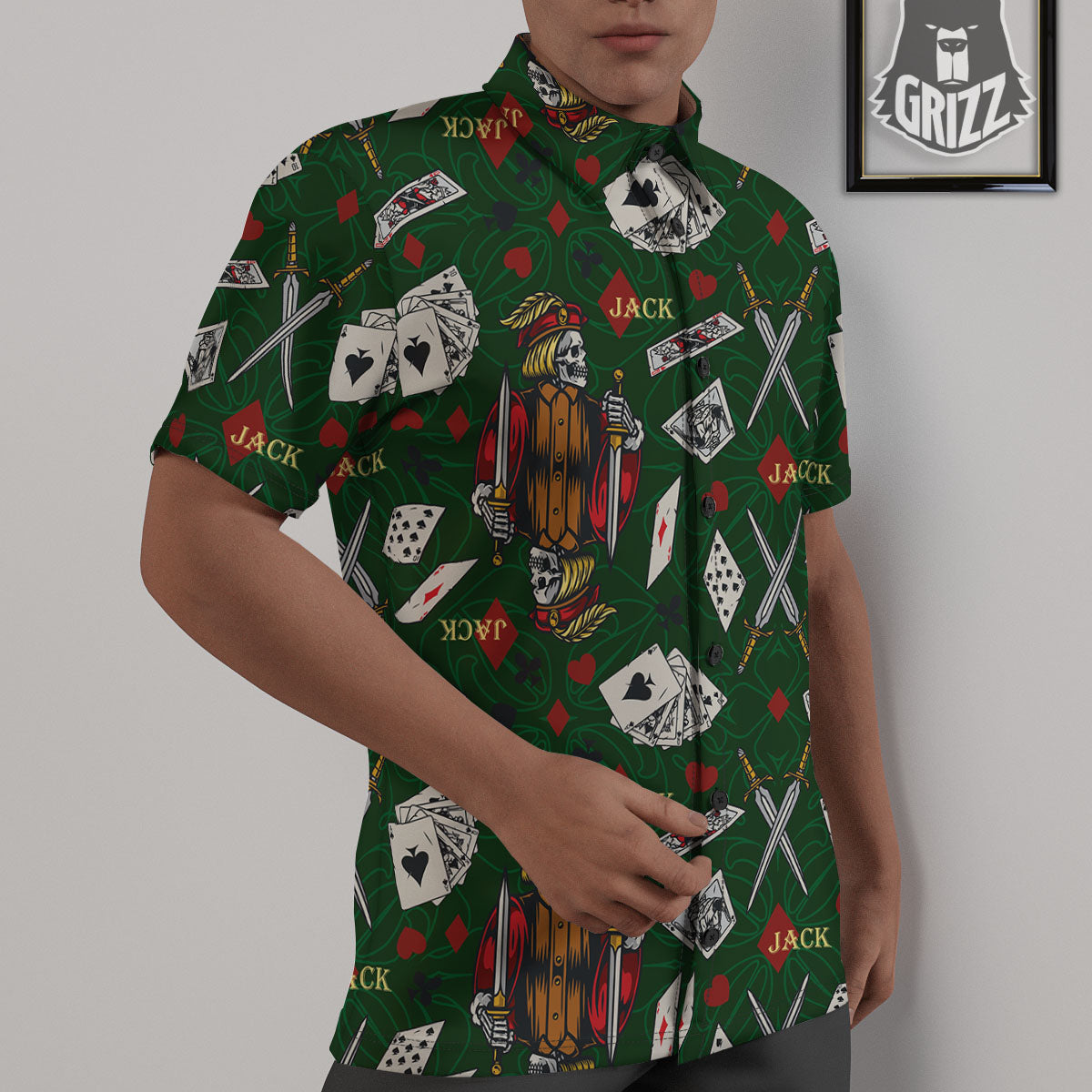 Playing Card Suits Poker Print Pattern Untucked Shirts-grizzshop
