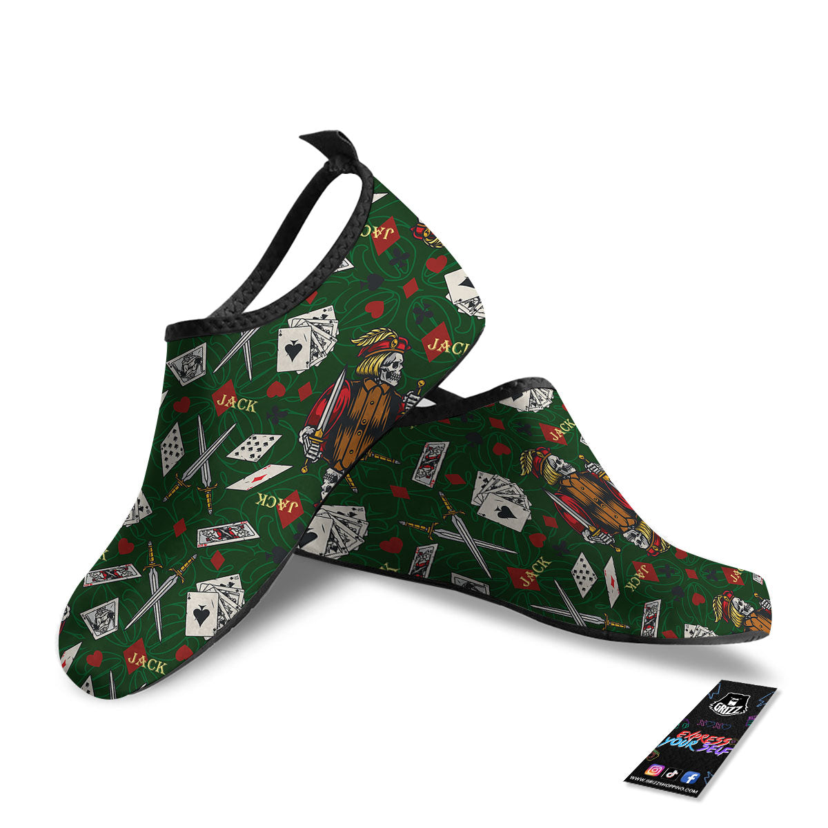Playing Card Suits Poker Print Pattern Water Shoes-grizzshop