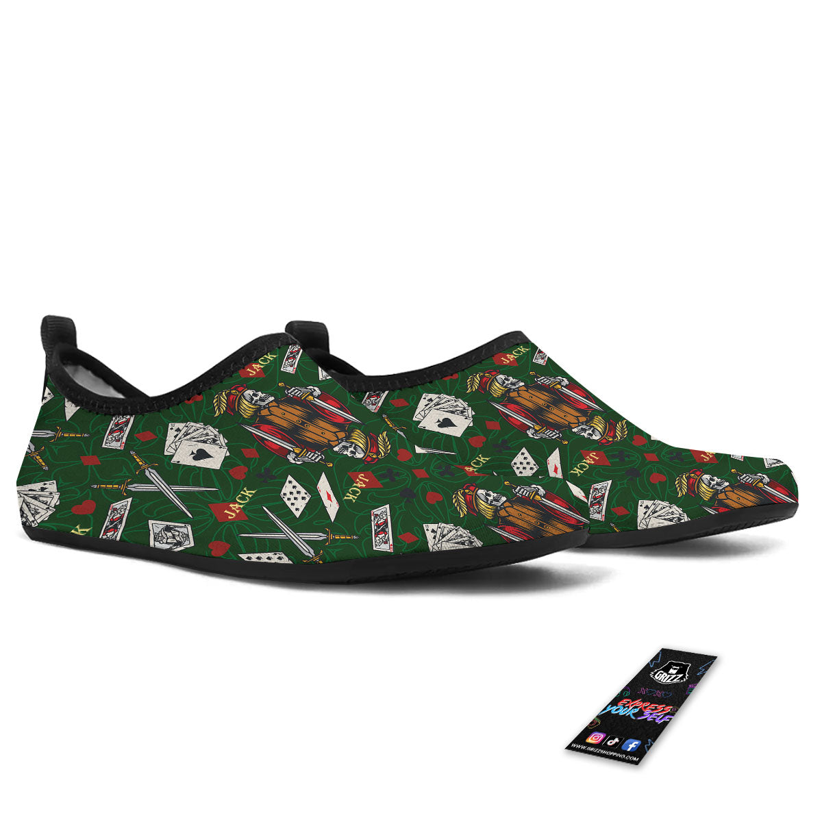 Playing Card Suits Poker Print Pattern Water Shoes-grizzshop