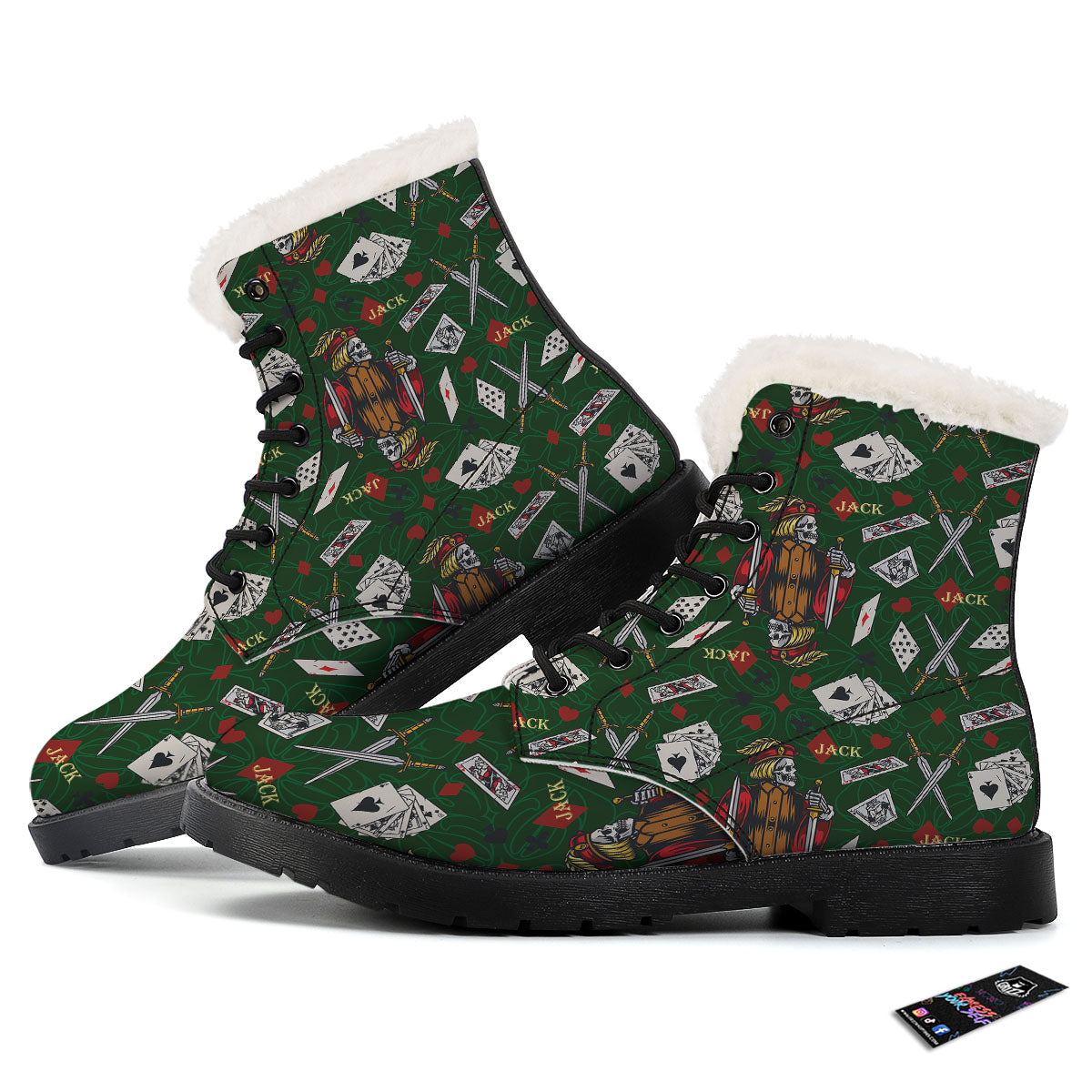 Playing Card Suits Poker Print Pattern Winter Boots-grizzshop