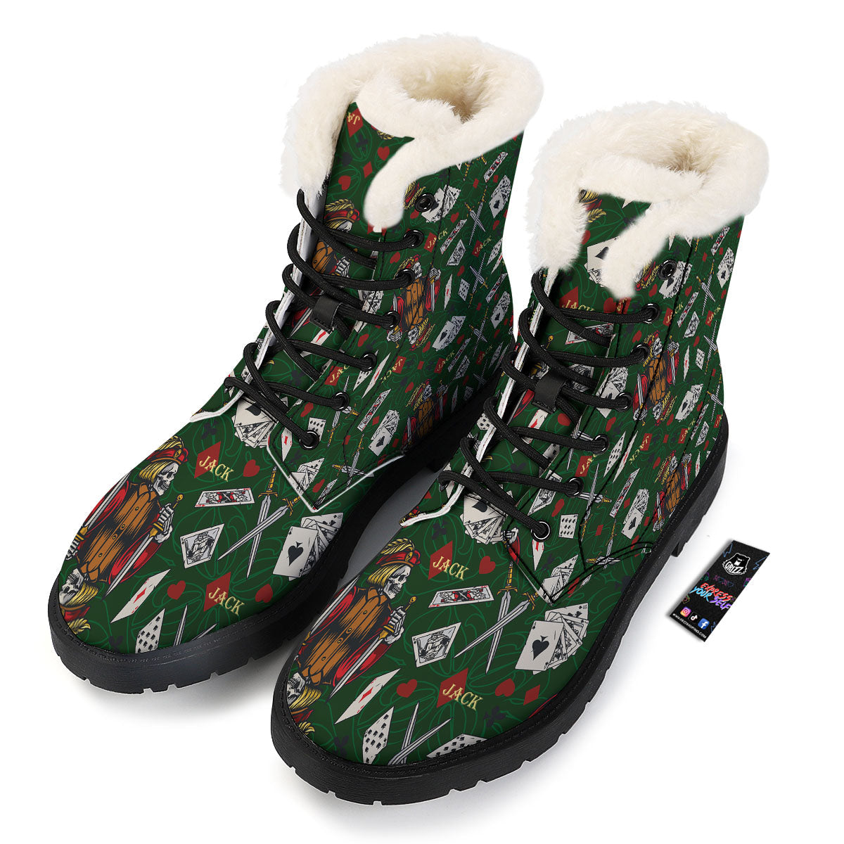 Playing Card Suits Poker Print Pattern Winter Boots-grizzshop