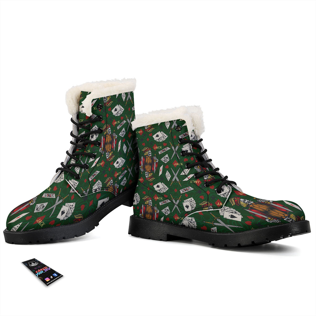 Playing Card Suits Poker Print Pattern Winter Boots-grizzshop