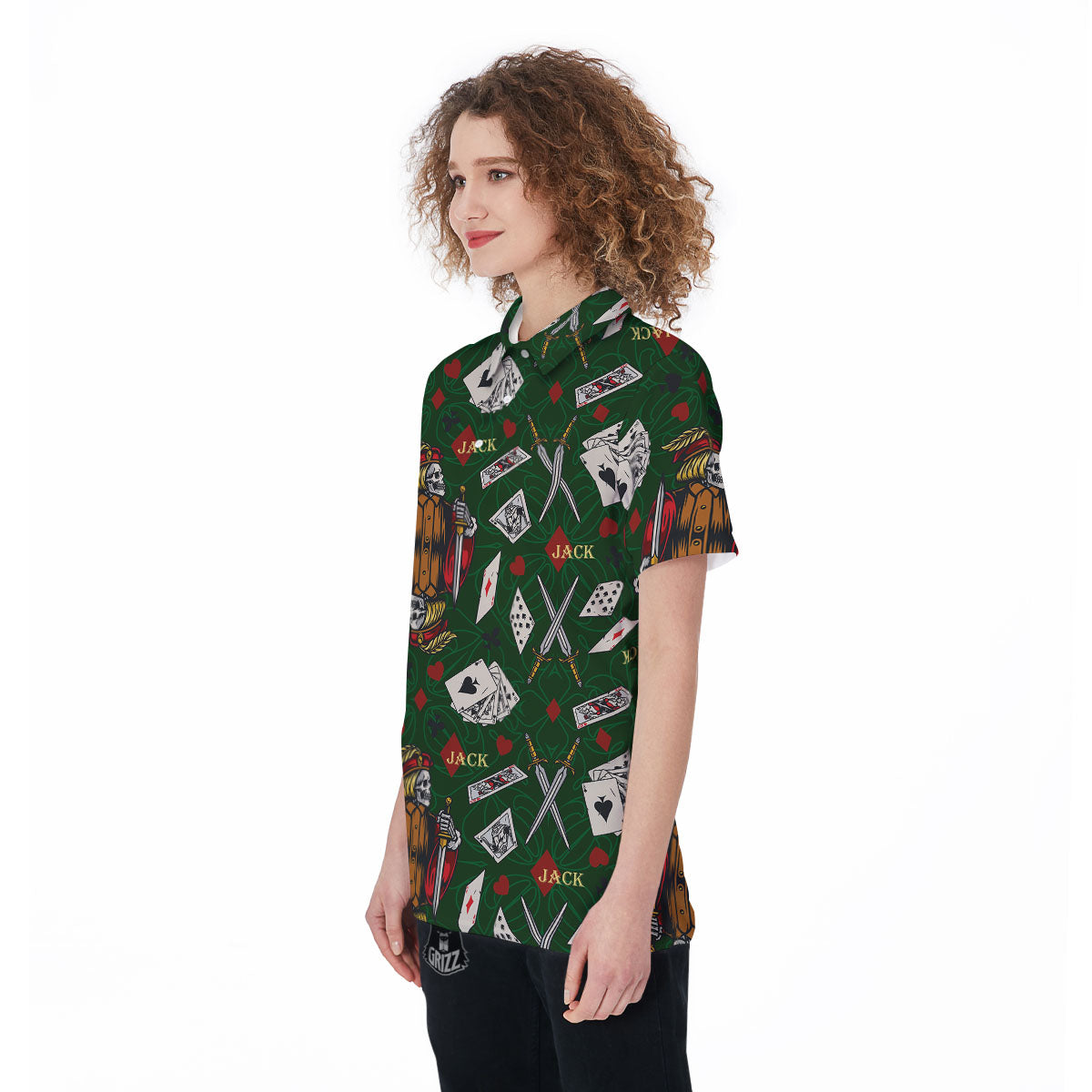 Playing Card Suits Poker Print Pattern Women's Golf Shirts-grizzshop