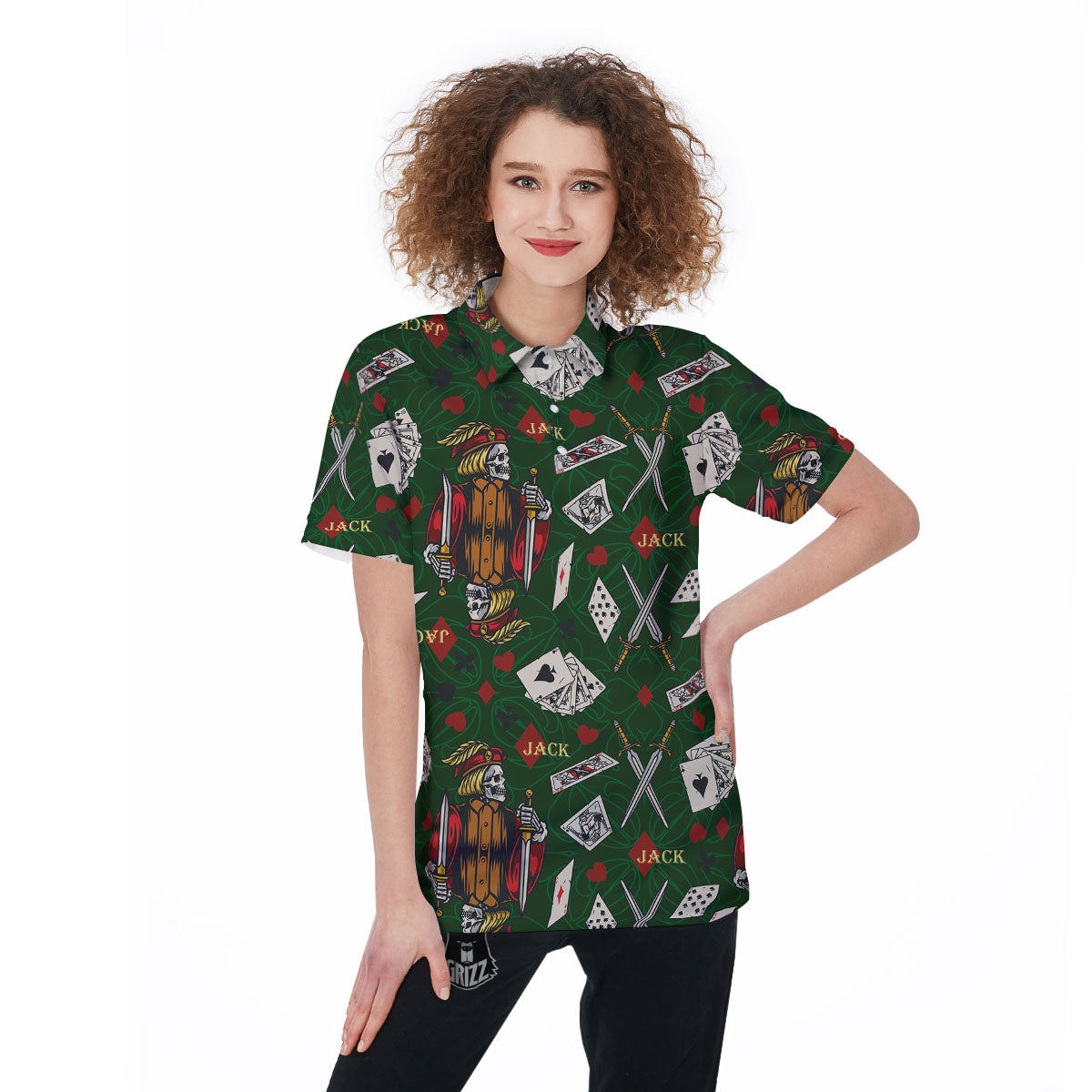Playing Card Suits Poker Print Pattern Women's Golf Shirts-grizzshop