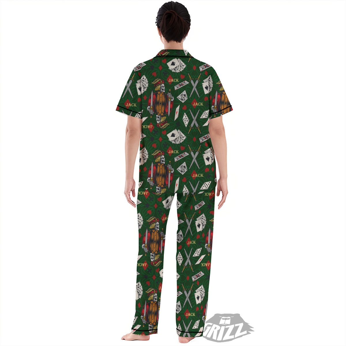 Playing Card Suits Poker Print Pattern Women's Pajamas Set-grizzshop