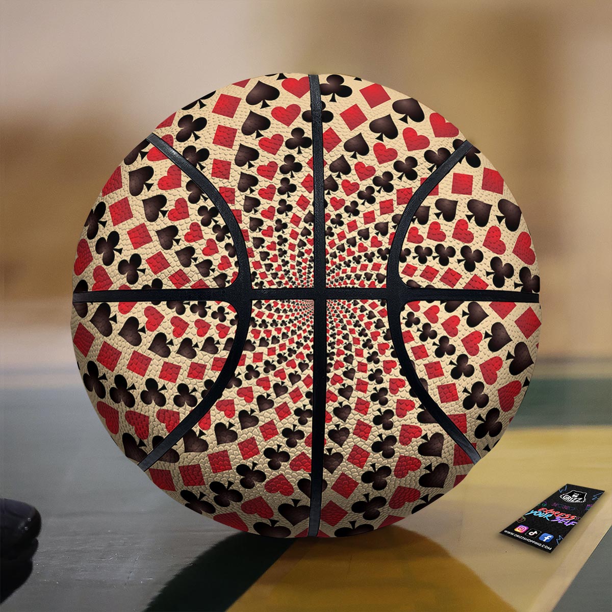 Playing Card Suits Swirl Print Basketball