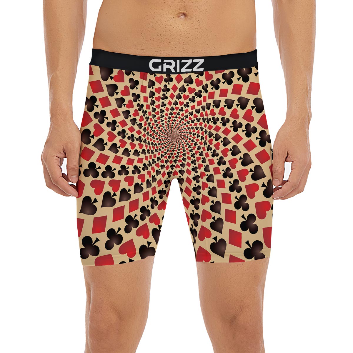 Playing Card Suits Swirl Print Boxer Briefs-grizzshop