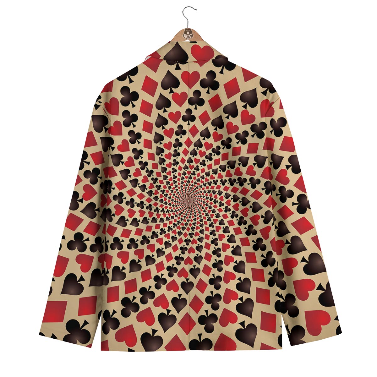 Playing Card Suits Swirl Print Men's Blazer-grizzshop