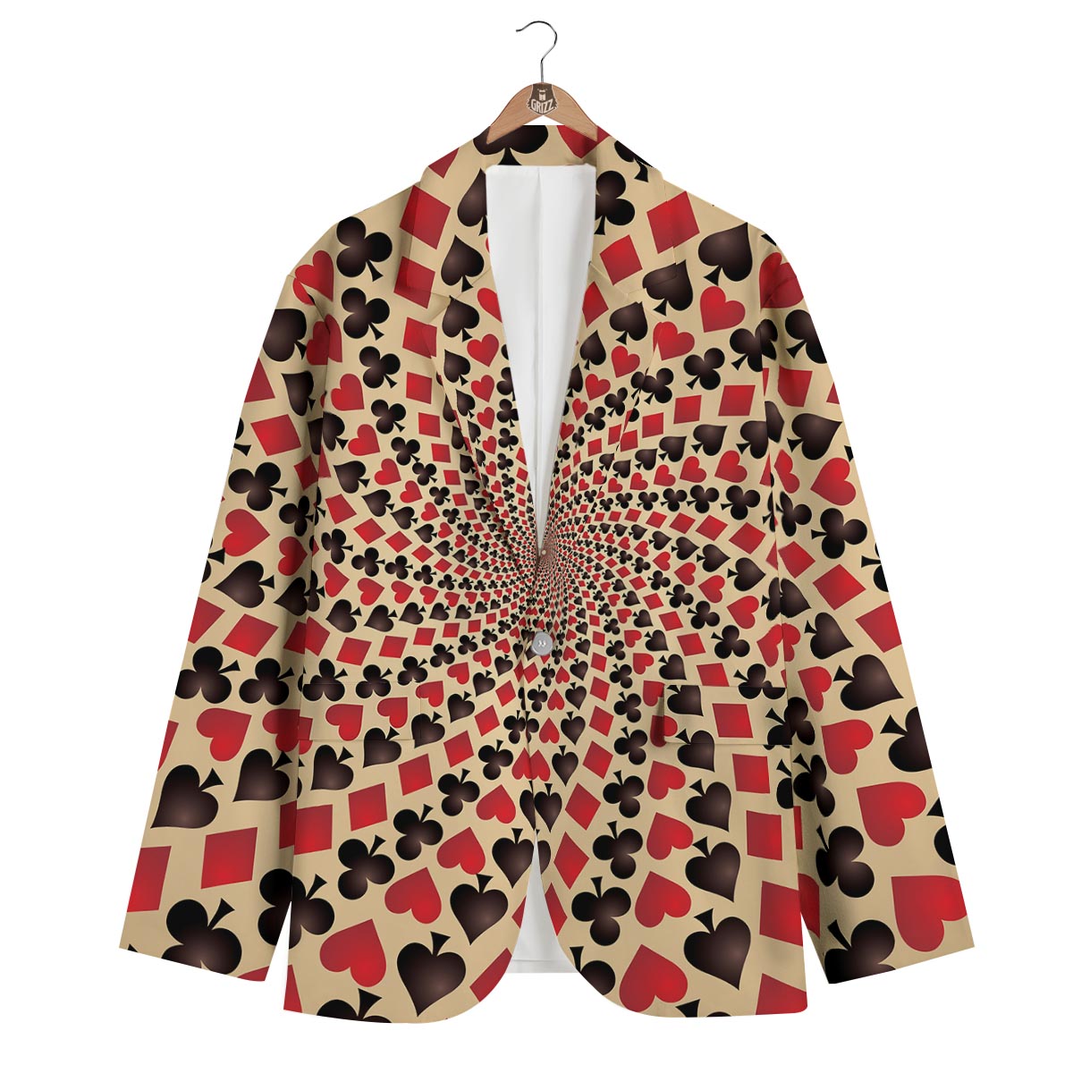Playing Card Suits Swirl Print Men's Blazer-grizzshop